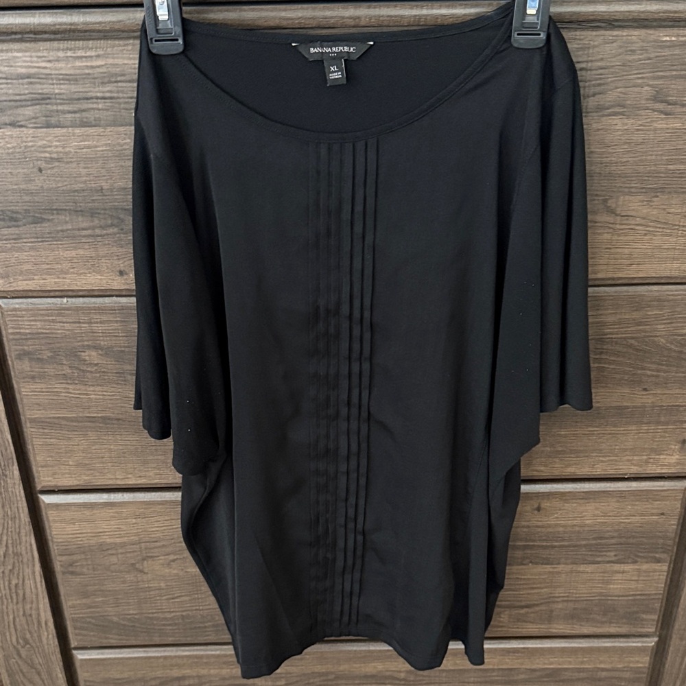 Banana Republic Black Blouse with Pintuck Detail